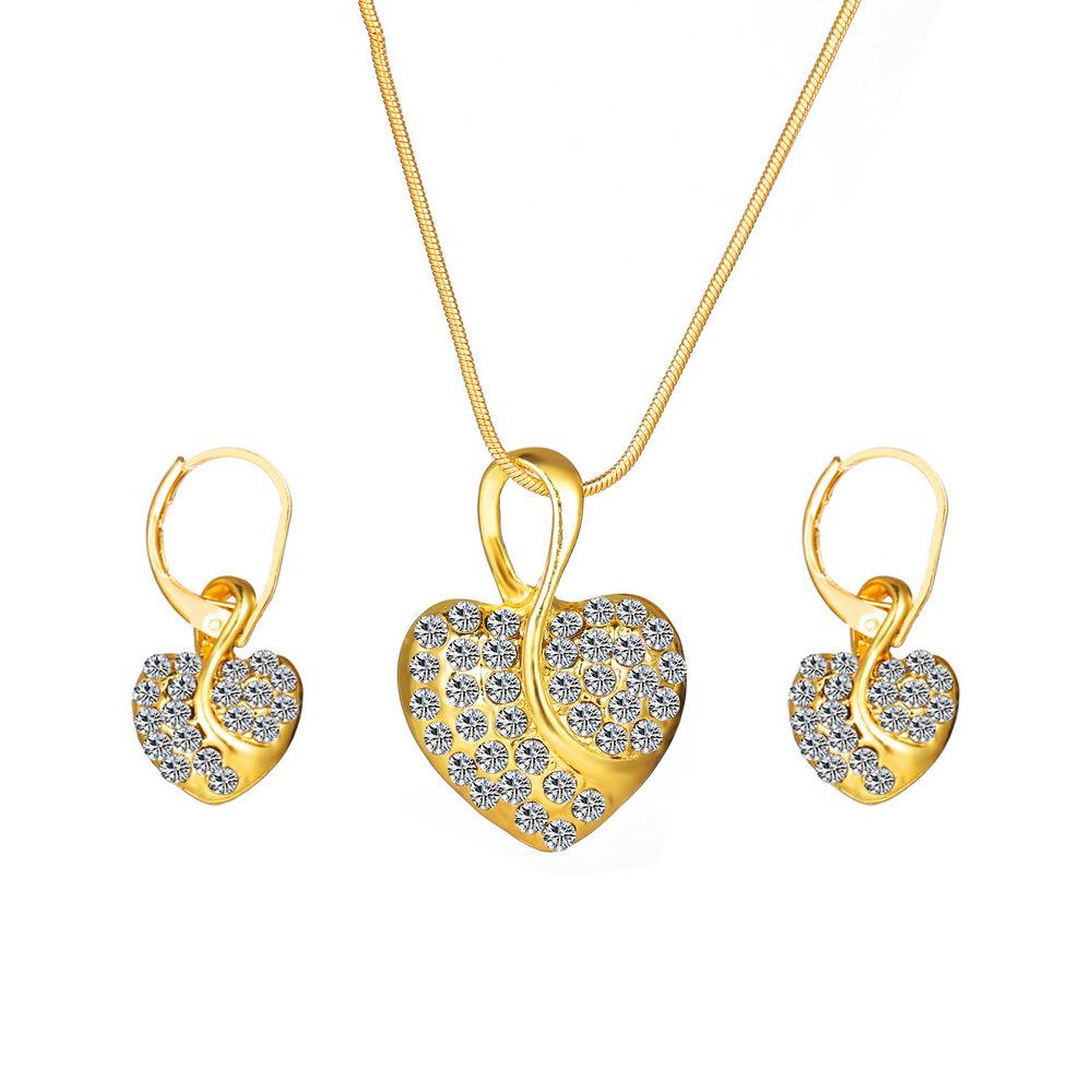 Versatile Set di Gioielli in Tre Pezzi: Collana e Orecchini Multicolor con Design a Goccia d'Acqua di Cristallo con Diamanti.