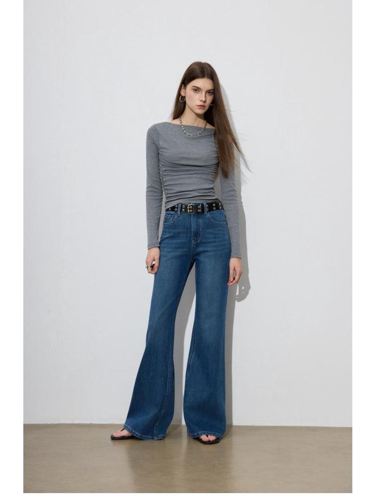 JOCORBEI Supermodel Four-Way Stretch Women's Mid-High Waist Micro Flare Slim Jeans