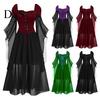 Wave Collar Dress Vinatge Women Irregular Horn Sleeve Solid Color A-line Big Hem Slim Square Neckline Waist Pleated Lace-up Strap Medieval Halloween