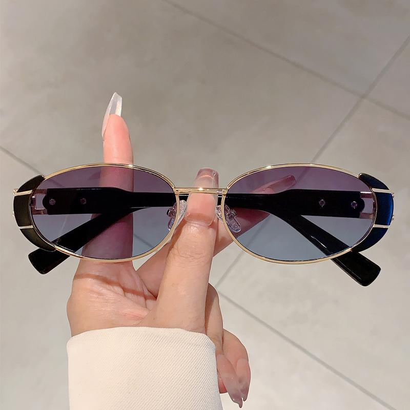Fashion Leopard Decor Tawny Shades Women Retro Oval Metal Trends Sunglasses Ins Brand Design Ladies Sunglasses for Beach