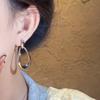 Simple retro Hong Kong style geometric water drop stud earrings fashionable personality atmosphere metal plain ring earrings elliptical ring earrings