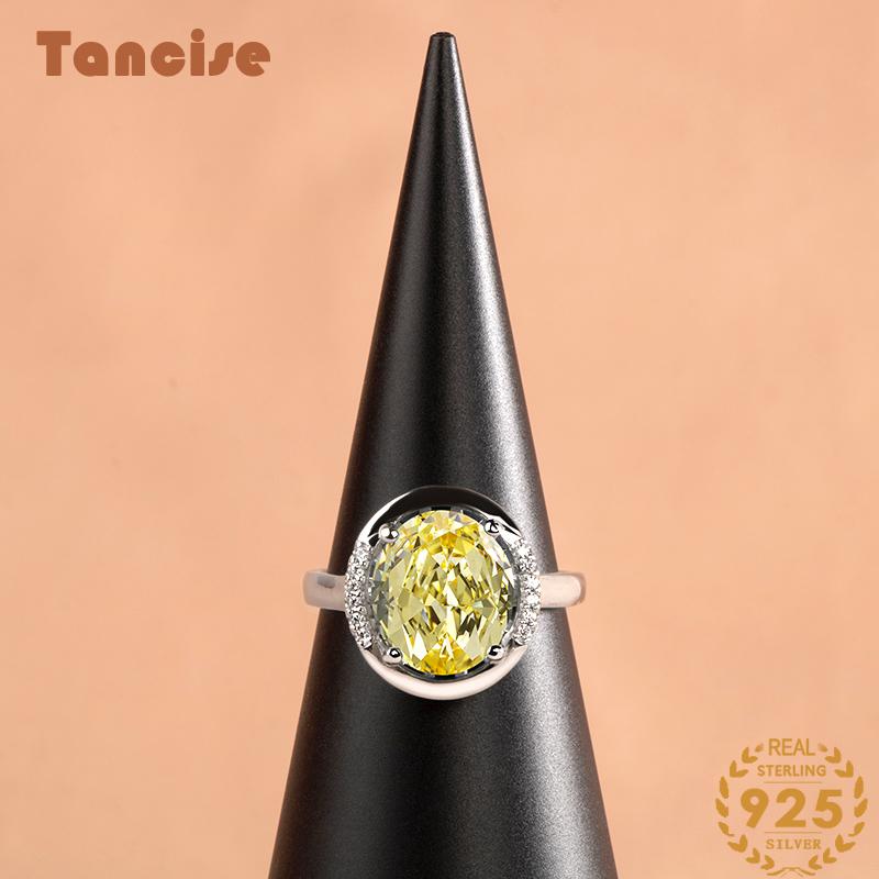 Tancise Classic  925 Sterling Silver Zircon Ring Ladies Jewelry Wedding Promise Party Gift
