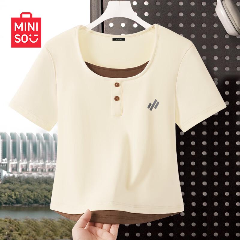 MINISO Women s M-Logo Slim Fit Short Sleeve T-Shirt L