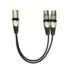 30cm audio kabel s antivibračním efektem, vyvážený přenos, zinková slitina, 2 v 1 XLR samec-XLR samice, audio prodlužovací kabel pro zvukovou konzoli