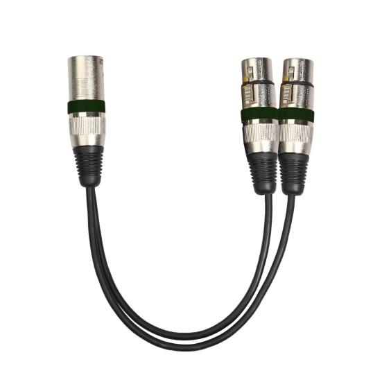 30cm audio kabel s antivibračním efektem, vyvážený přenos, zinková slitina, 2 v 1 XLR samec-XLR samice, audio prodlužovací kabel pro zvukovou konzoli