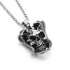 Skull & Double Snake Pendant Necklace for Men Stainless Steel Vintage Gothic Punk Jewelry Retro Biker Rock Accessory Gift