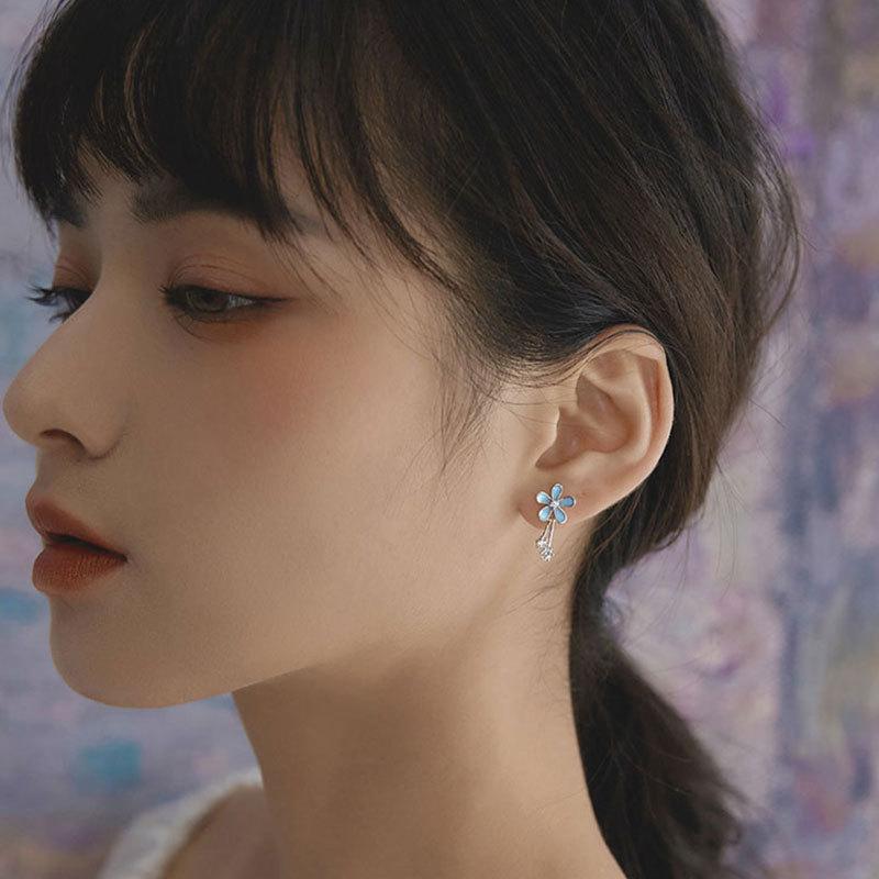 Forest Flower Daisy Gray Blue Sweet Tassel Earrings for Women Earrings for Women