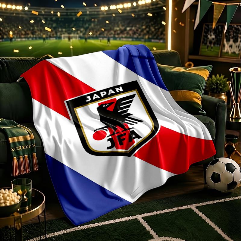 Japan Football Association Emblem Blanket Flannel Throw for Sofa, Indoor, Camping, Living Room, Office, Chair, And Bed Soft Birthday Gift