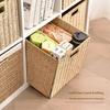 Hand Woven Foldable Storage Box Large Capacity Woven Storage Bin Imitation Rattan Basket  Closet