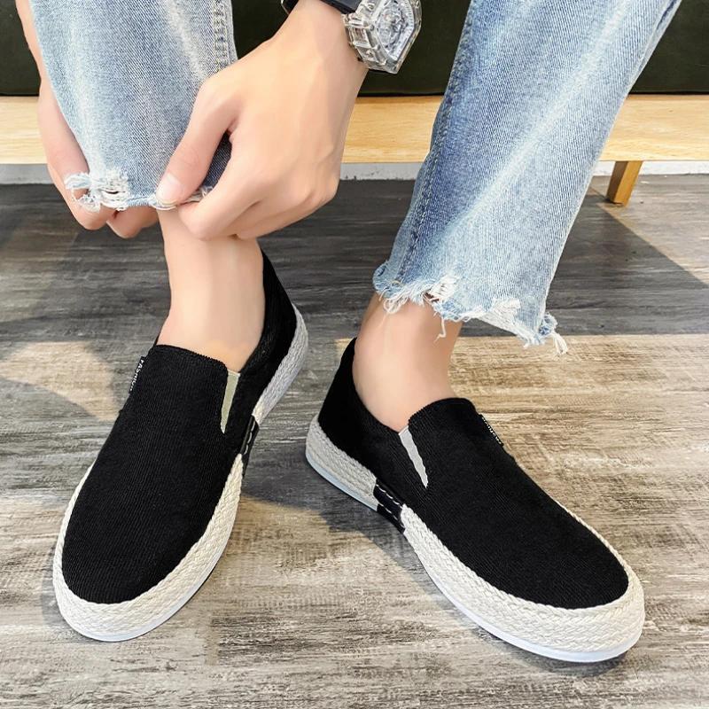 Men's Sneakers Canvas Shoes Outdoor Casual Shoes Fisherman Linen Mens Flat Shoes Slip-on Male Loafers Summer New Tenis Masculino