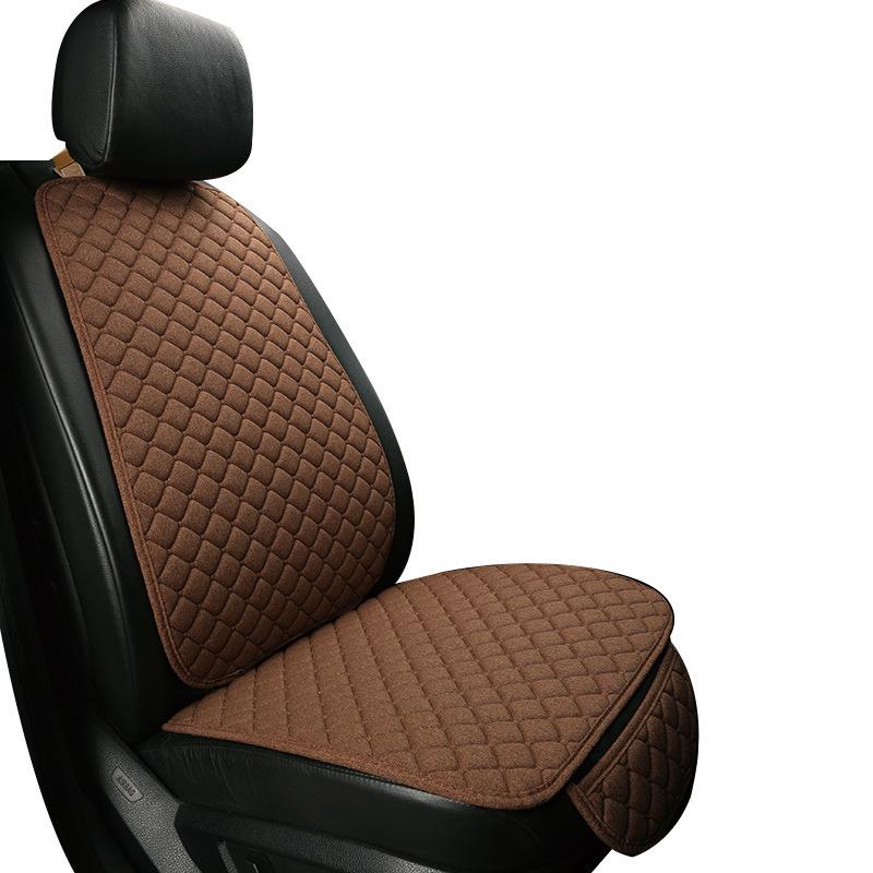All-Season Breathable Linen Car Seat Cushion Set with Polka Dot Embroidery