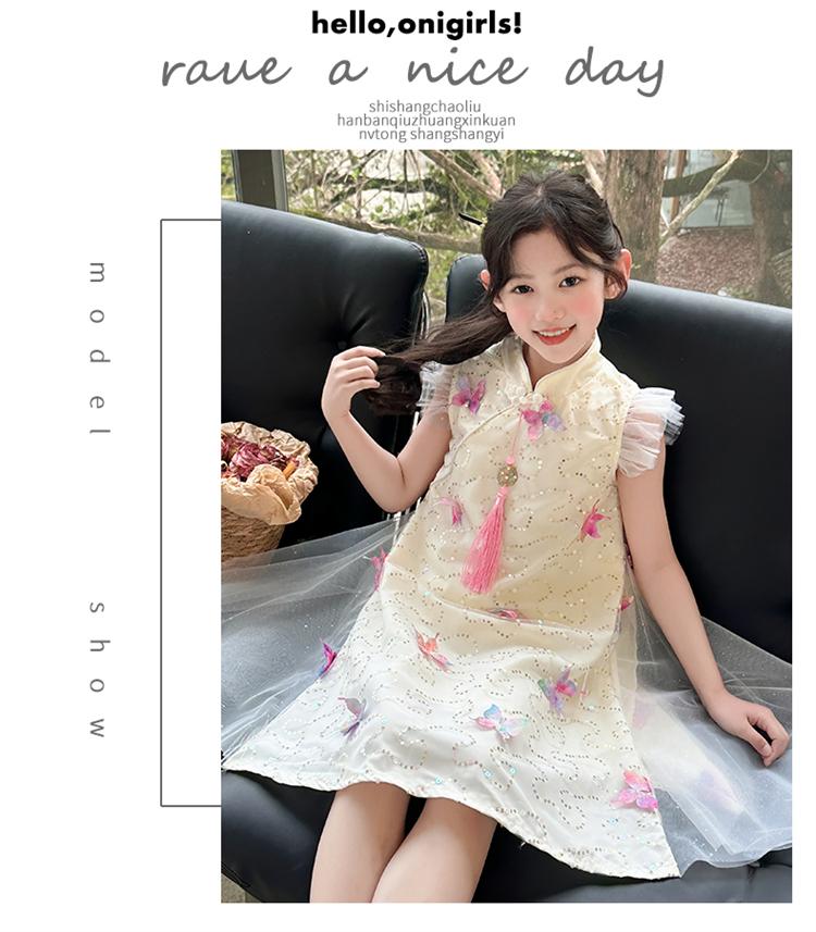 Girls' New Chinese Style Dress Summer Dress 2026 New Children's Chinese Style Cheongsam Dress Girls' Summer Princess Dress