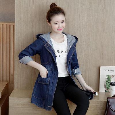 2020 Herbst/Winter Koreanische Langarm Plus Größe Damen Slim Kapuzen Jeansjacke Trend