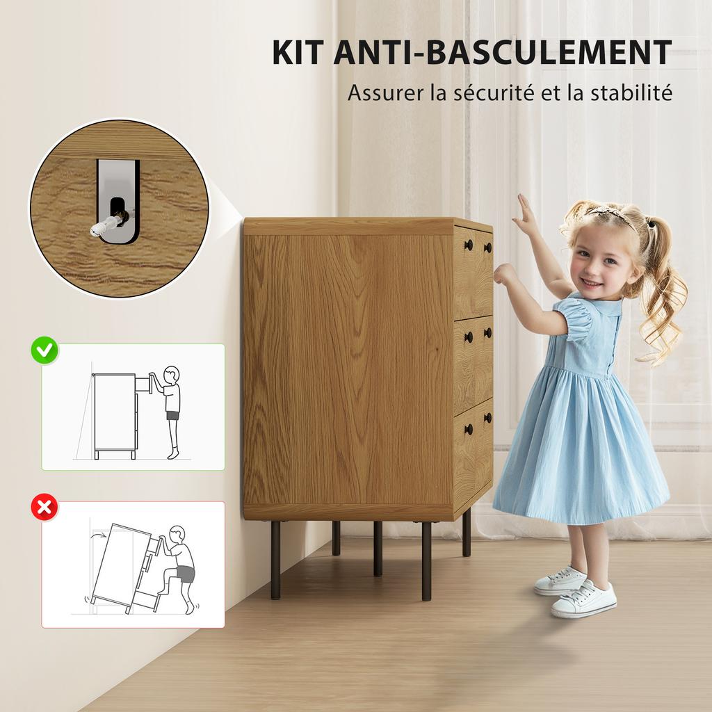 Chest of Drawers, 6 Drawer Dresser - Oak