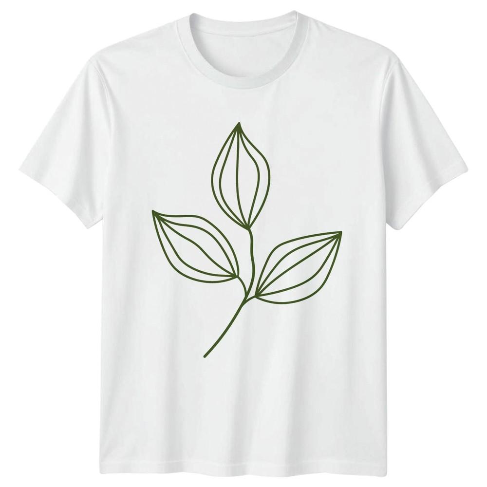 Hand Drawn Leaves Unisexs TShirt Botanical Line Art Nature Birthday Gift For Her S