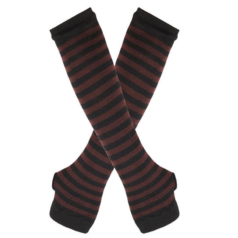 Длинные теплые перчатки без пальцев в стиле панк, готический рок чёрный/кофейный