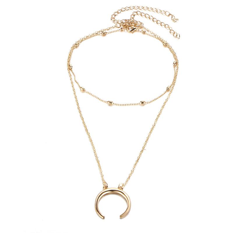 SUMENG 2024 New Fashion Multilayer Heart Necklaces Leaf Moon Choker Pendants For Women Beach Style Jewelry Gifts золотой