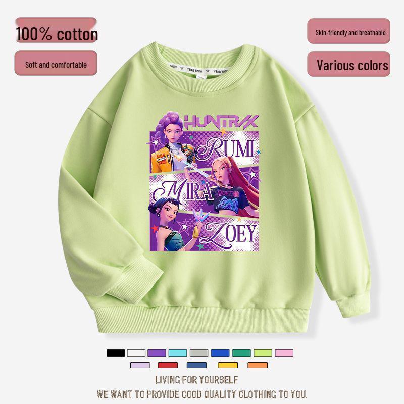 K-pop Monster Hunter Witch Girls' Hoodie - Stylish Autumn/Spring Round Neck Casual Top for Children