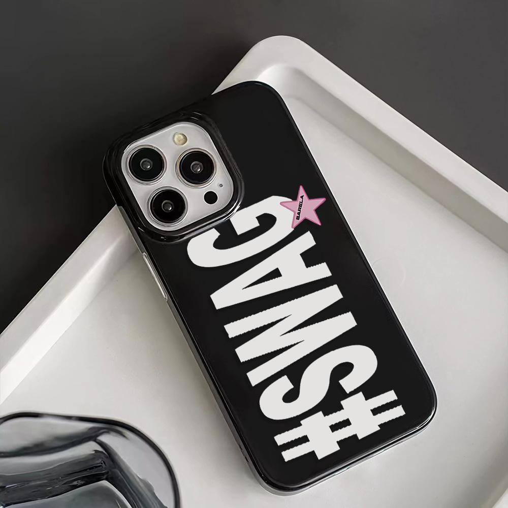 Luxury Creative SWAG Letters Phone Case for iPhone 17 16 15 14 13 12 11 Pro Max X XS XR Plus Air Glossy Film Hard PC Cover