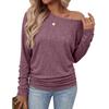 Maglione Casual da Donna a Maniche Lunghe con Orlo Pieghettato