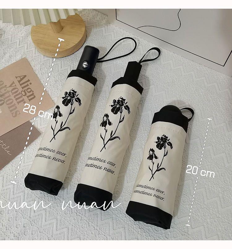 Retro Oil Painting Automatic Sun and Rain Umbrella – Women's Portable Sunscreen Parasol