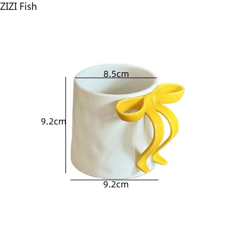 Becher mit Schleifengriff, kreativer Keramik-Wasserbecher, Frühstücks-/Milchbecher für Paare, Büro-Nachmittagstee, Latte-/Kaffeetasse, Trinkutensilien