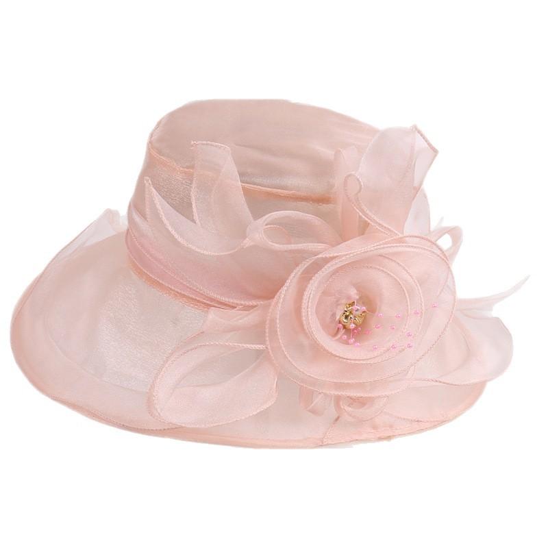 New organza flower European and American celebrity style mesh yarn hat shows face small spring and summer travel shading breathable sun hat