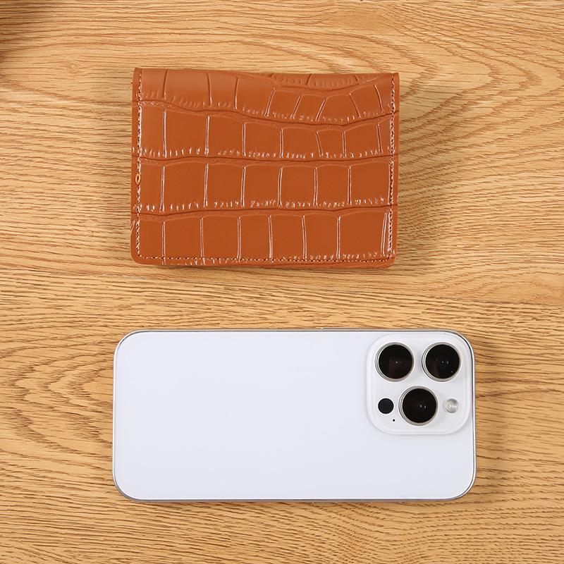 Krátká dámská peněženka z umělé kůže s držákem na více karet, mincovkou, přenosná, jednobarevná, mini peněženka