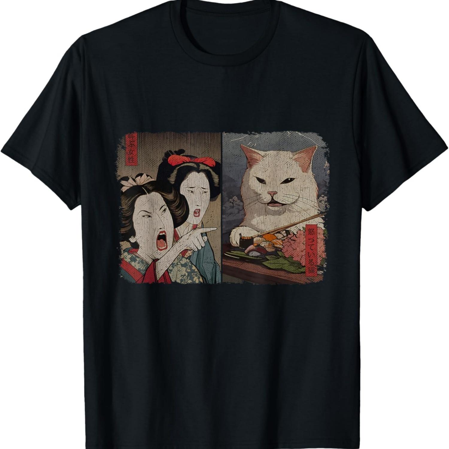 Funny Meme Gifts - Angry Woman Yelling At Cat Meme - Black T-Shirt - Unisex-Youth - Small - Short Sleeve S чёрный