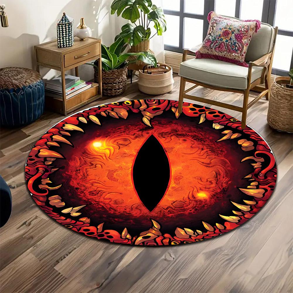Fiery Dragon Eye Pattern Rug Print Round Rug, Living Room, Bedroom, Playroom Carpet, Non Slip Floor Mat, Gift