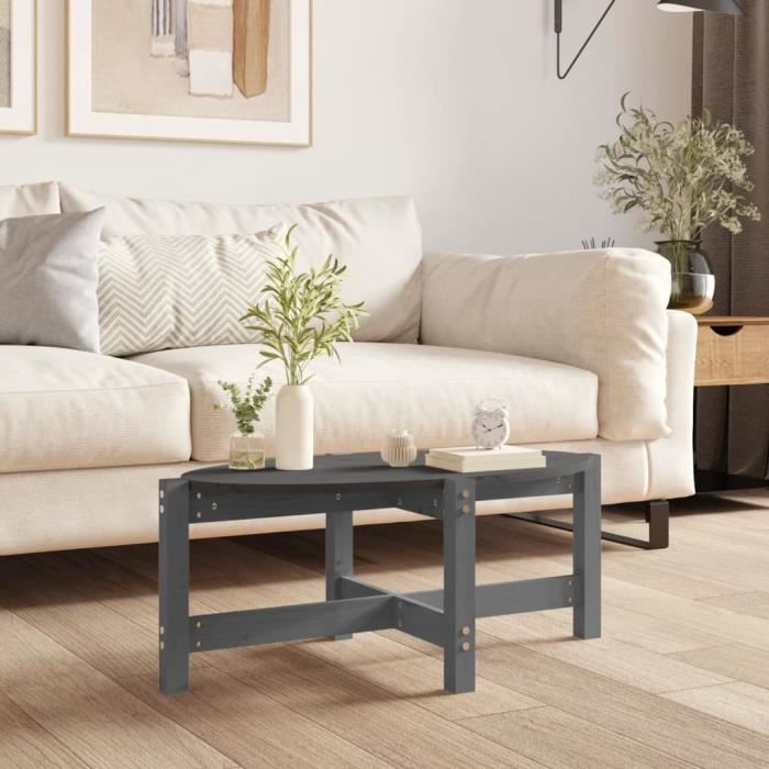 VidaXL Table basse Gris 87x48x35 cm Bois massif de pin 822324