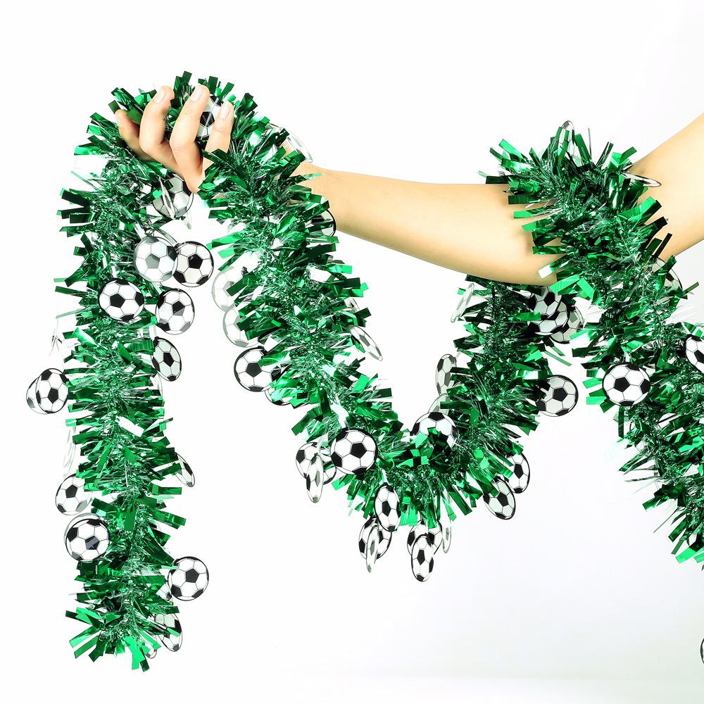 2 Meters Sports Football Theme Soccer Wreath Sequin Tinsel Garland Banner Home Wall Hanging for Kids Birthday Party Decoration