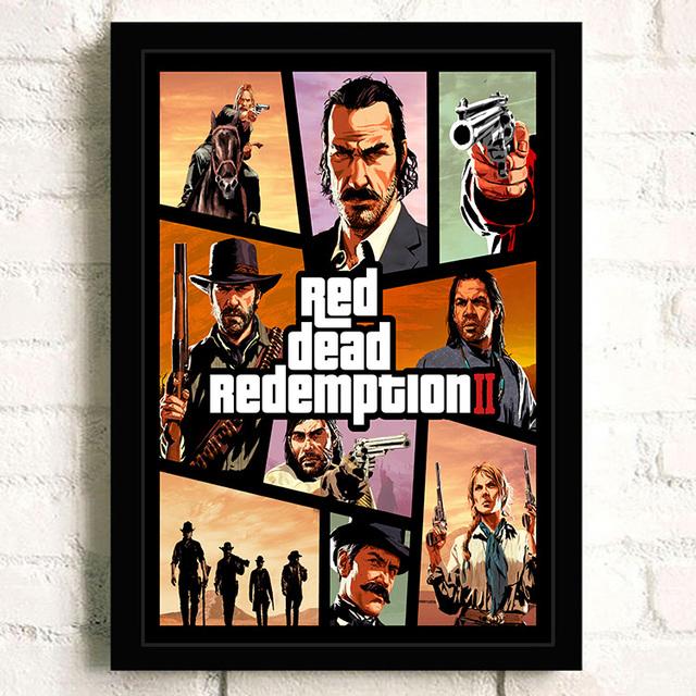 Game TV Red Dead Redemption 2 Posters and Printed Character Wall Art Pictures Living Room Oil Painting
