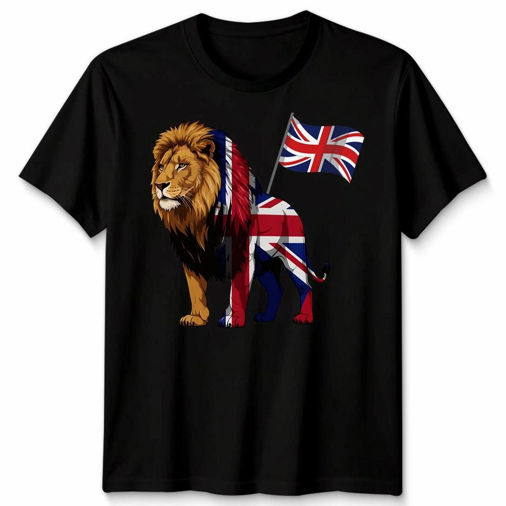 Löwe Union Jack Vereinigtes Königreich Patriotisches Herren-T-Shirt Damen-T-Shirt Grafik-T-Shirt
