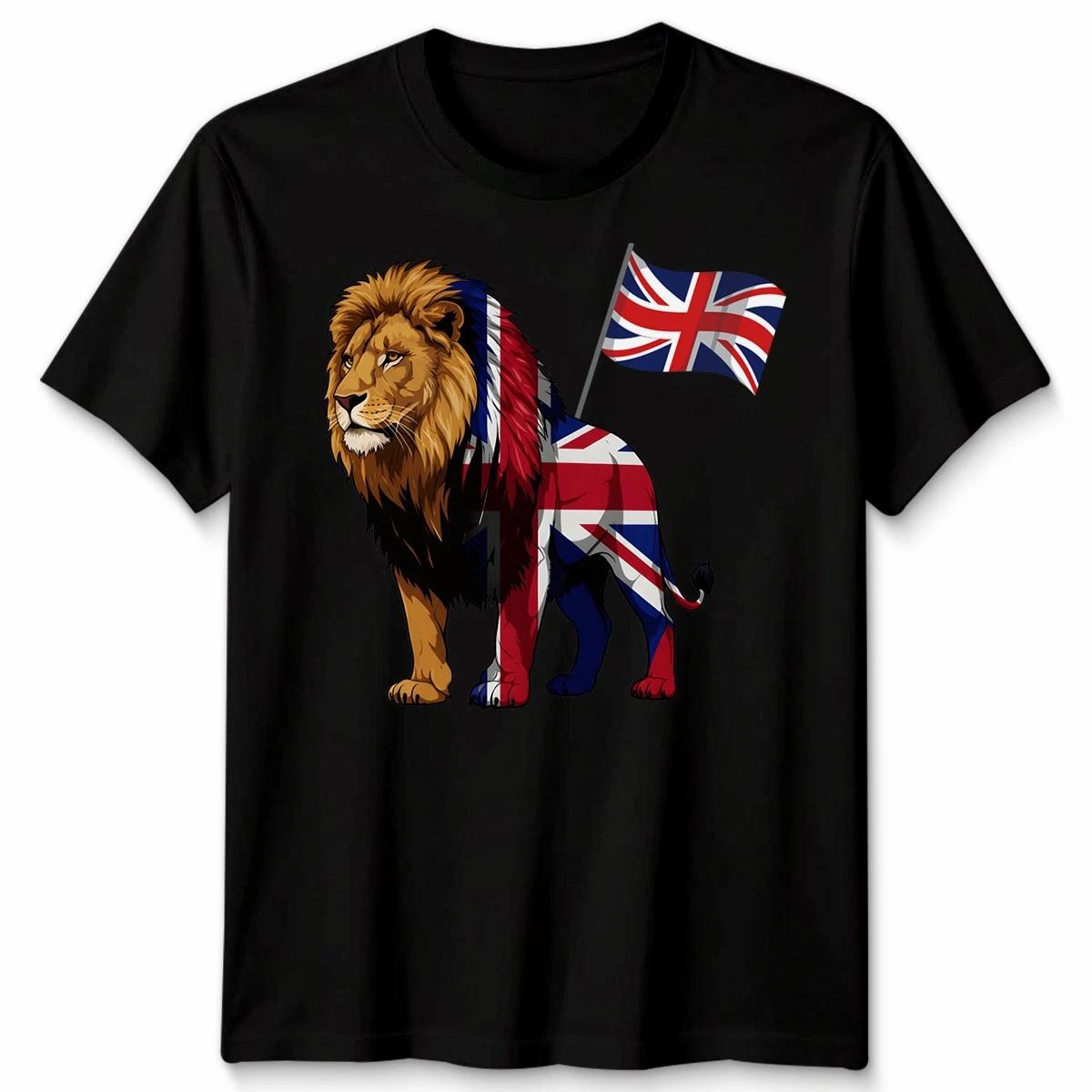 Lion Union Jack United Kingdom Patriotic Mens T-Shirt Womens Tee Graphic Tee 3XL