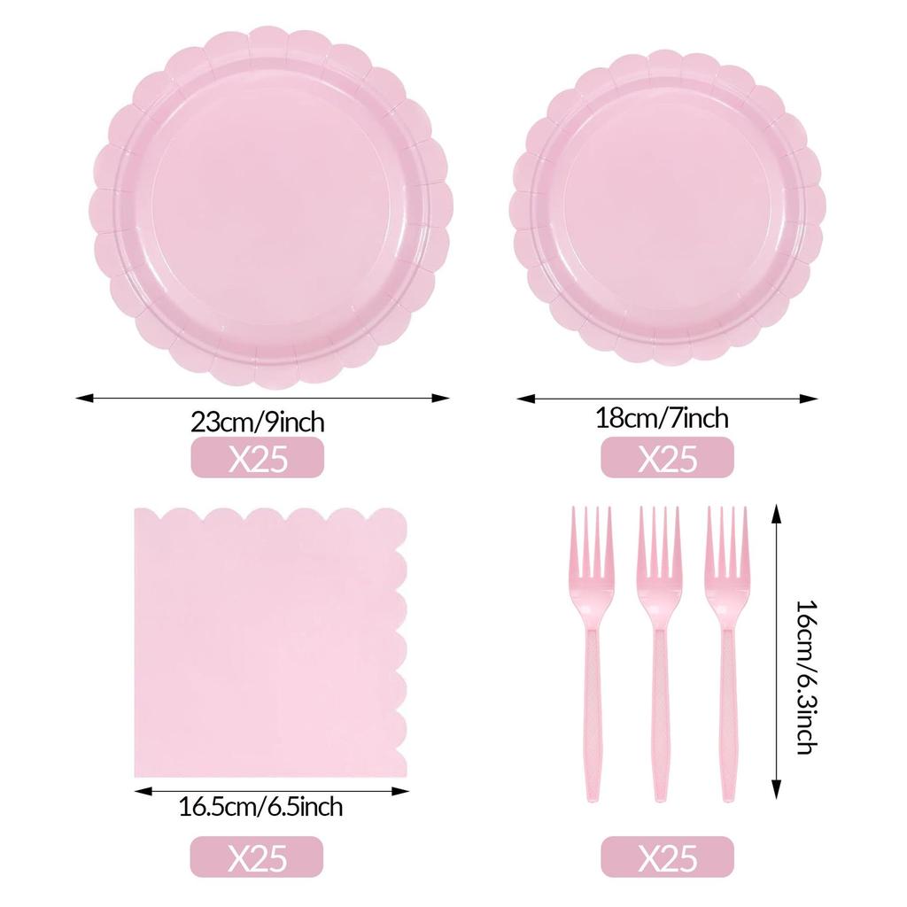 Lace Paper Plates & Napkins Party Set - Disposable Birthday Decoration Supplies