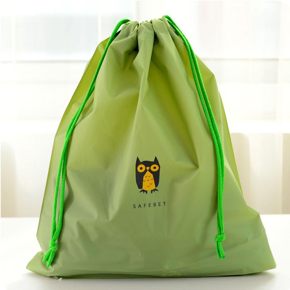 

PE Plastic Clothes Shoes Organizer Storage Bag Bright Color Travel Home Waterproof Drawstring Bag L зелений