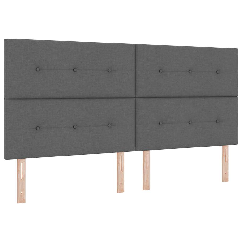 Box Spring Bed with Headboard Dark Gray 200 x 200 cm Fabric