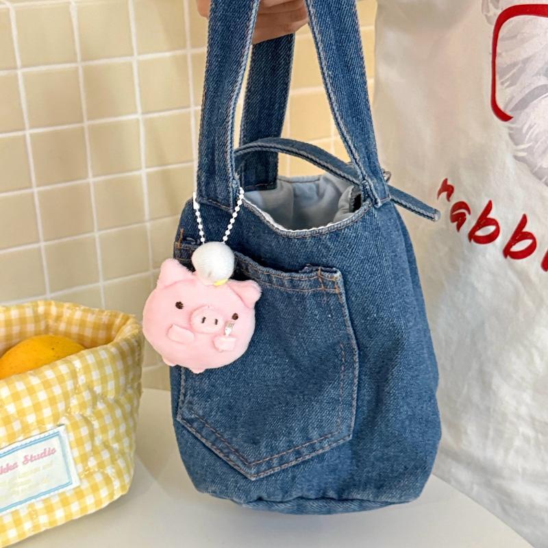 Cute Fluffy Pink Plush Pig Keychain Pendant Soft Stuffed Doll Ornament With Adorable Chef Hat For Backpack Decoration Gifts