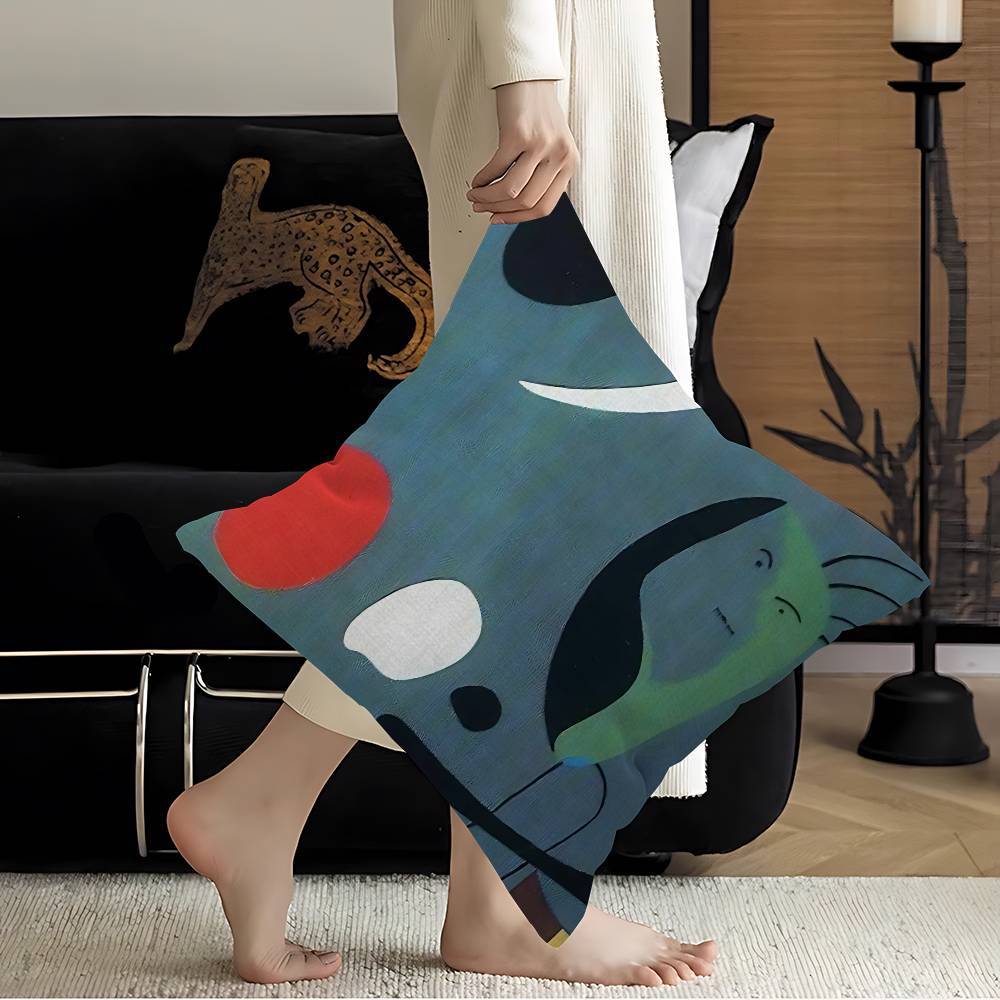 Housses de coussin J-Joan M-Miros Art Dessin animé Décoration de canapé Maison Impression double face Peluche courte Housse de coussin mignonne 50x50cm