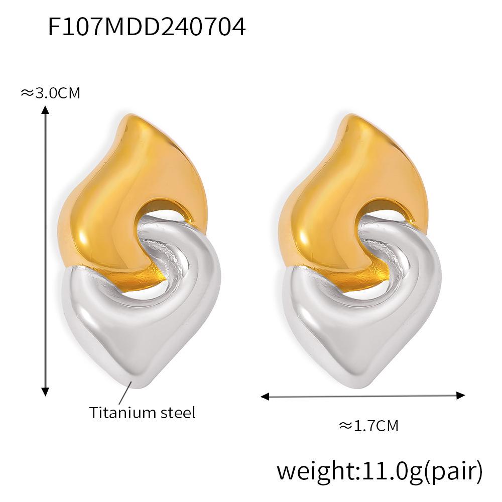 Qiong Yao 18K Gold-Plated Stainless Steel Geometric Two-Tone Stud Earrings