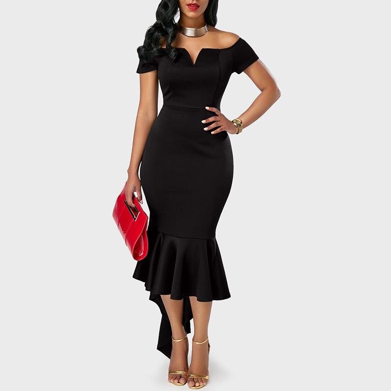 Elegant 2023 Autumn Fashion Women's V Neck Off Shoulder Short Sleeve A Line Dress