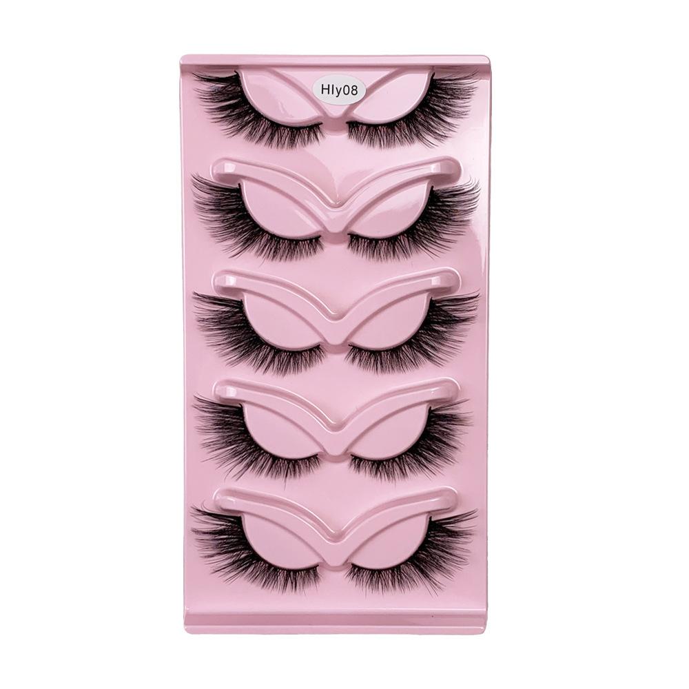False Eyelashes Naturally Curl Up the Whole Black Stem Multi-layer Three-dimensional Orange Tray, One Piece of 7 Pairs of Eyelashes