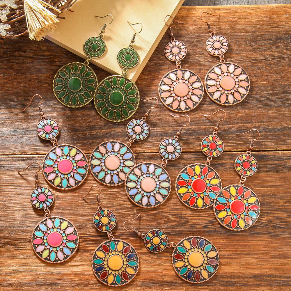 Boho Dangle Earrings for Women Geometric Multicolor Oil Drop Perfect to Match Various Outfits for Work Daily Wear Gift Versatile