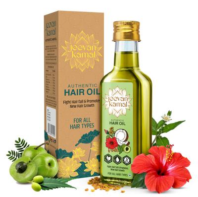 Jeevan Kamal Natural Hair Oil 100ml for All Hair Types | Ayurvedic Blend with Coconut Oil, Bhringraj, Amla, Neem, Methi, Hibiscus Flower & Curry Le