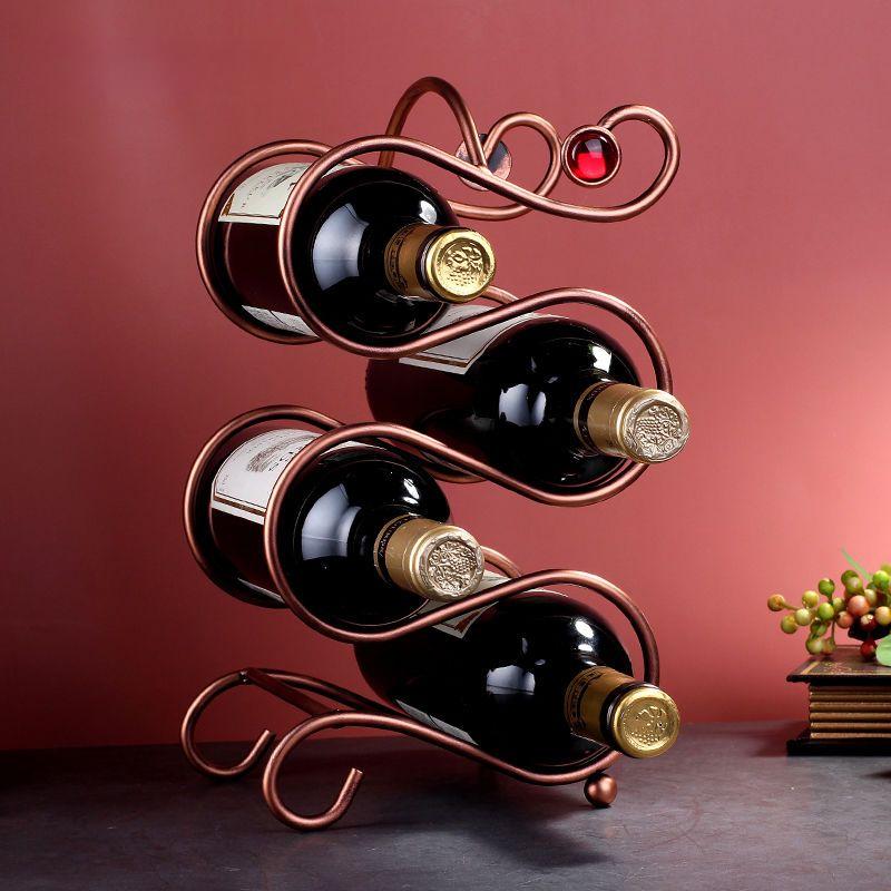 Creative Wine Rack Metal Ornaments Light Luxury Living Room Dining Table In Dining Room Wine Cupboard Home Decorations