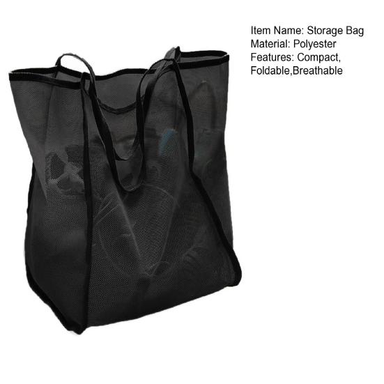 Storage Bag Large Capacity Mesh Tote Breathable Transparent Beach Bag for Swim Gym Shopping Foldable Compact Travel Bag Multipurpose Organizer