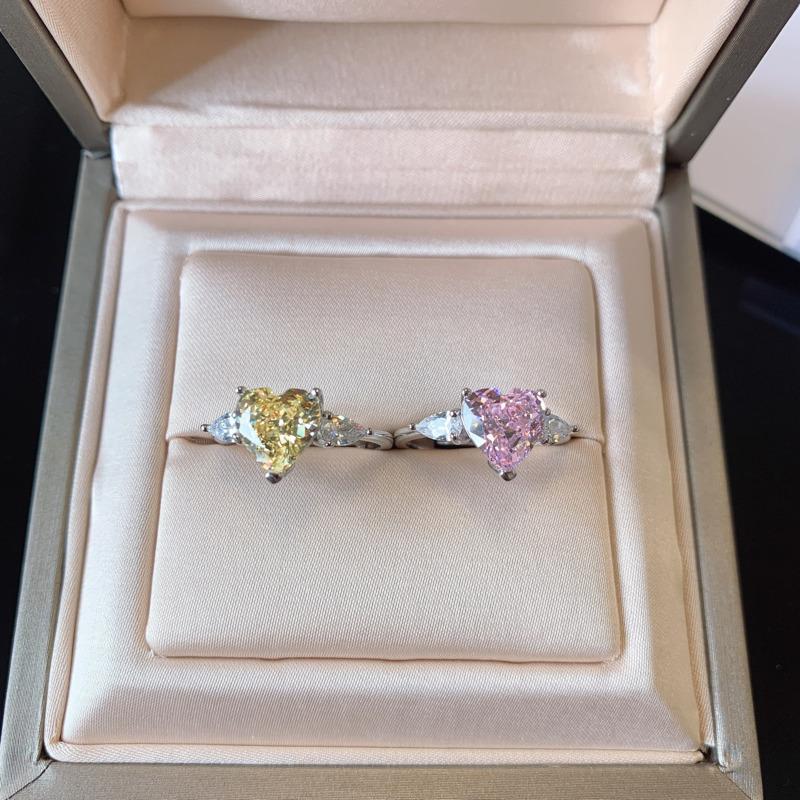 Gica Gema New Silver 925 Jewelry Heart-shaped Temperament Elegant Ring Women's Exquisite Jewelry Silver Party Senior Valentine's Day Gift