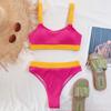 2021 New European & American Ribbed Solid Color Women's Bikini Swimwear B169