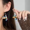 Beautiful Bird Starts the Spring, Colorful Fashion Retro Mid-century Style Ins Network Sense Earrings